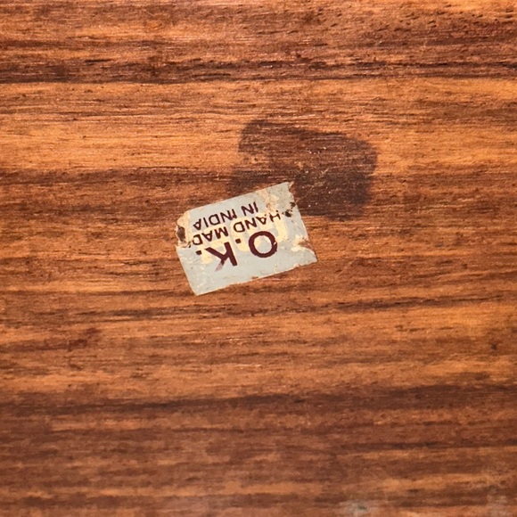 Vintage Hand Carved Floral/Brass Wooden Jewelry/Trinket Box /Made in INDIA 🇮🇳 - Picture 11 of 13